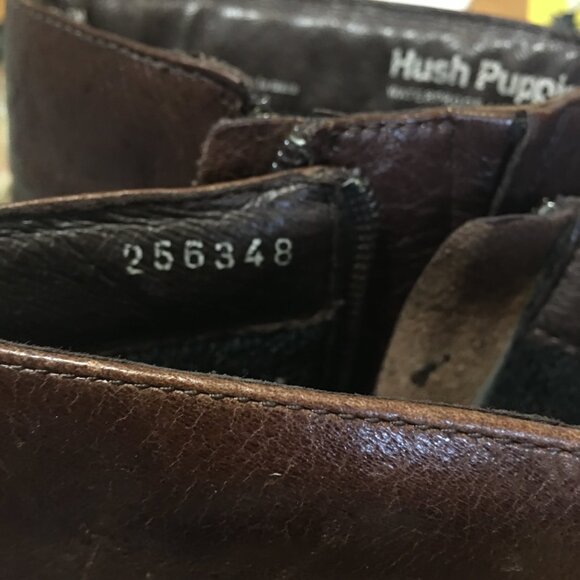 Hush Puppies Boot DRK BROWN mid sz 6.5 Square Toe Soft Leather Bootie Waterproof - Picture 9 of 14